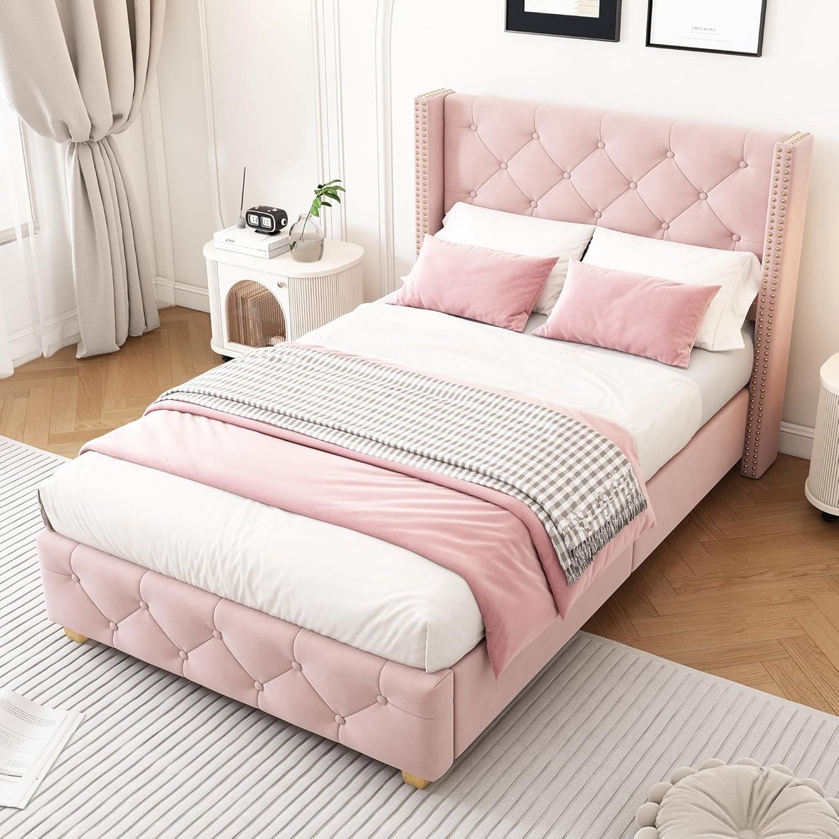 Gestoffeerd Bed - Eenpersoonsbed Logeerbed - Slaapkamer Inrichting - Gevoerd Hoofdeinde - 