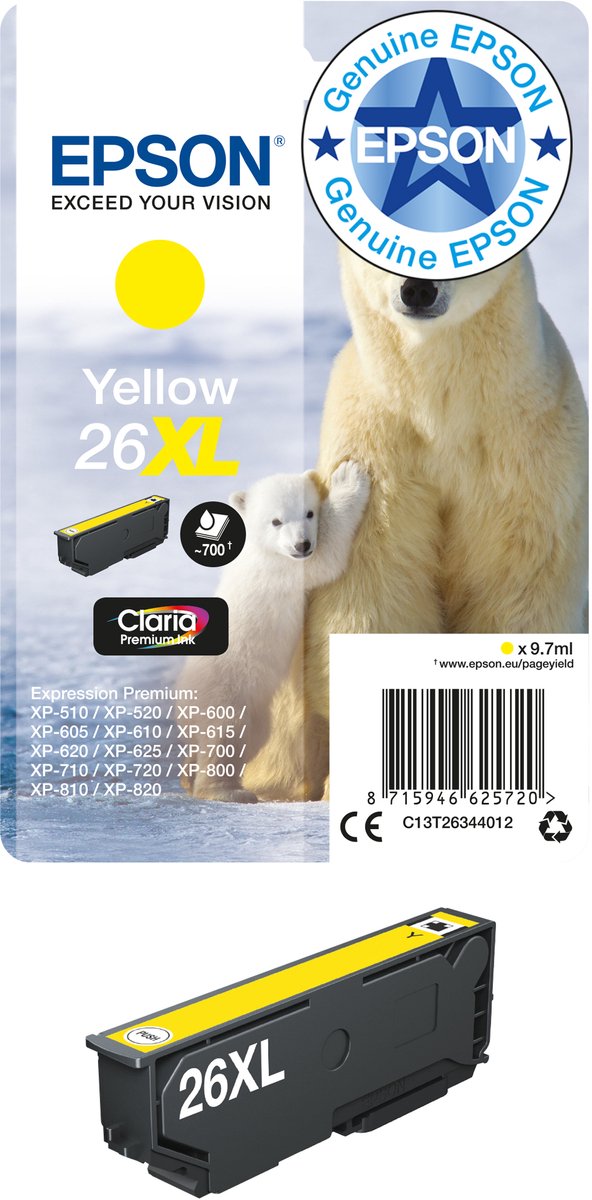 Epson 26XL - Inktcartridge / Geel