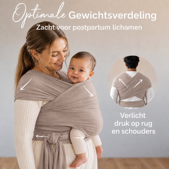 Baby Draagdoek Khaki - Ergonomische Babydrager voor Voor, Borstvoeding & Slapen - 0-36 Maanden - Baby Wrap - Baby carrier - Draagdoek baby - Verstelbaar & Ademend — afbeelding 4