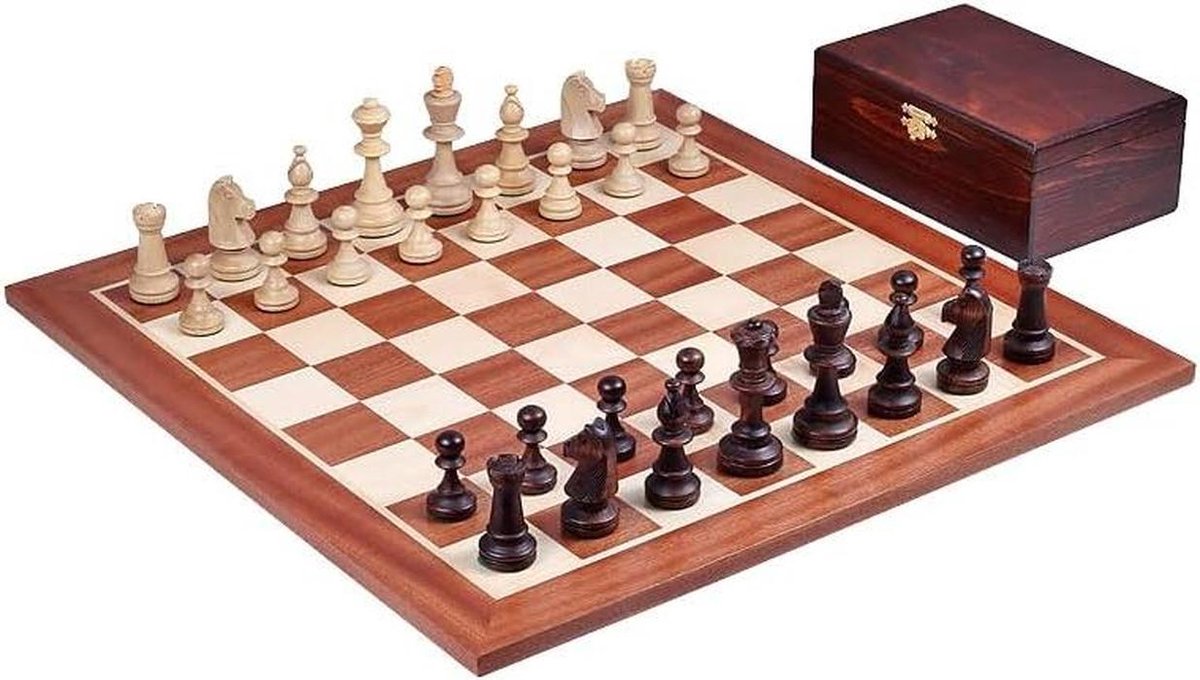 Schaakfiguren Set - Strategisch Spel - Klassiek Spelen - Gewogen Hout - Nr. 5 - Mahonie