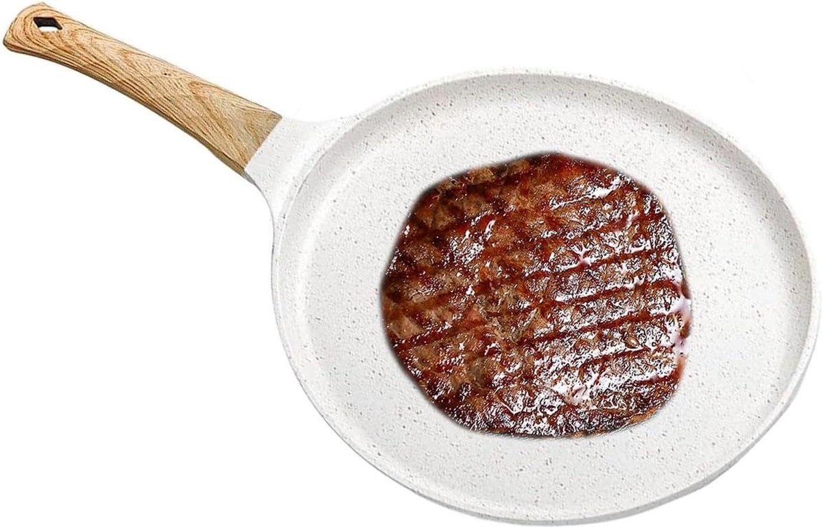 Koekenpan Burger pan Ontbijt Bakken Antiaanbaklaag 24 cm Wit