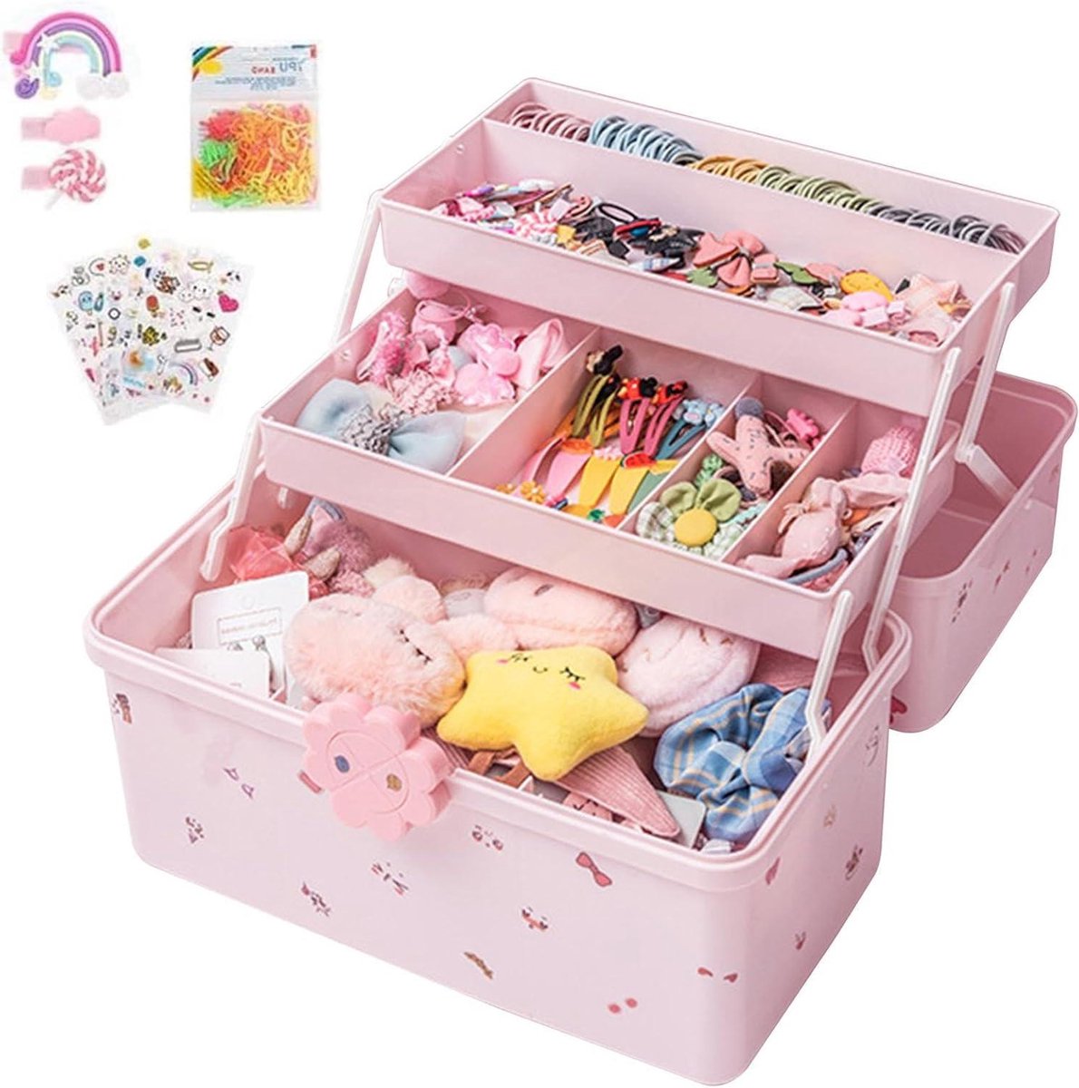 Opbergdoos Haaraccessoires - Organizer Haarspelden - Netjes Organiseren - Duurzame ABS Materiaal - 3 Lagen - Groot
