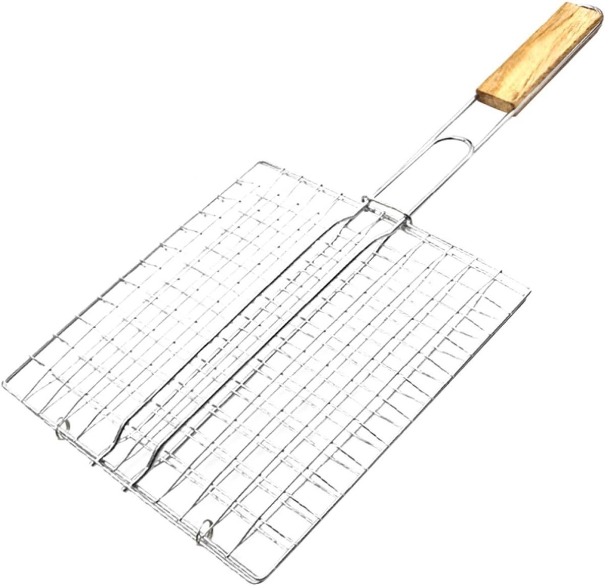 Barbecue Grillrek - Grillmand Vlees Vis - Buiten Koken - Stevig Gaas Ontwerp - 43 x 23 cm - Zilver
