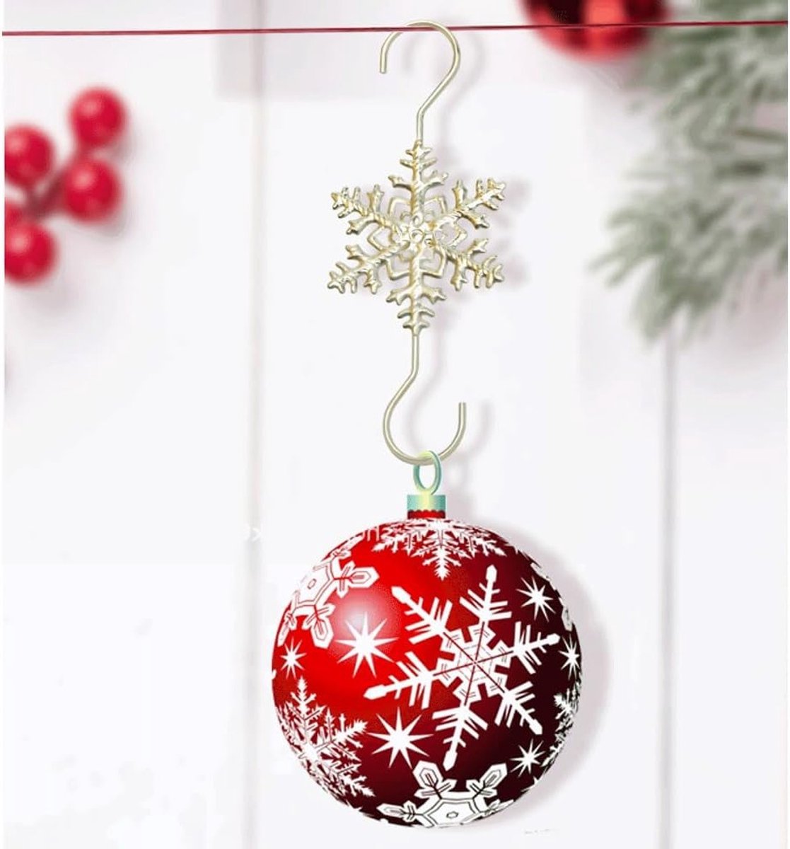 12 Stuks Kerst Ornament Haakjes van Metaal met Sneeuwvlokken - RVS Haken voor Kerstboom Decoratie en Feestelijke Versiering
