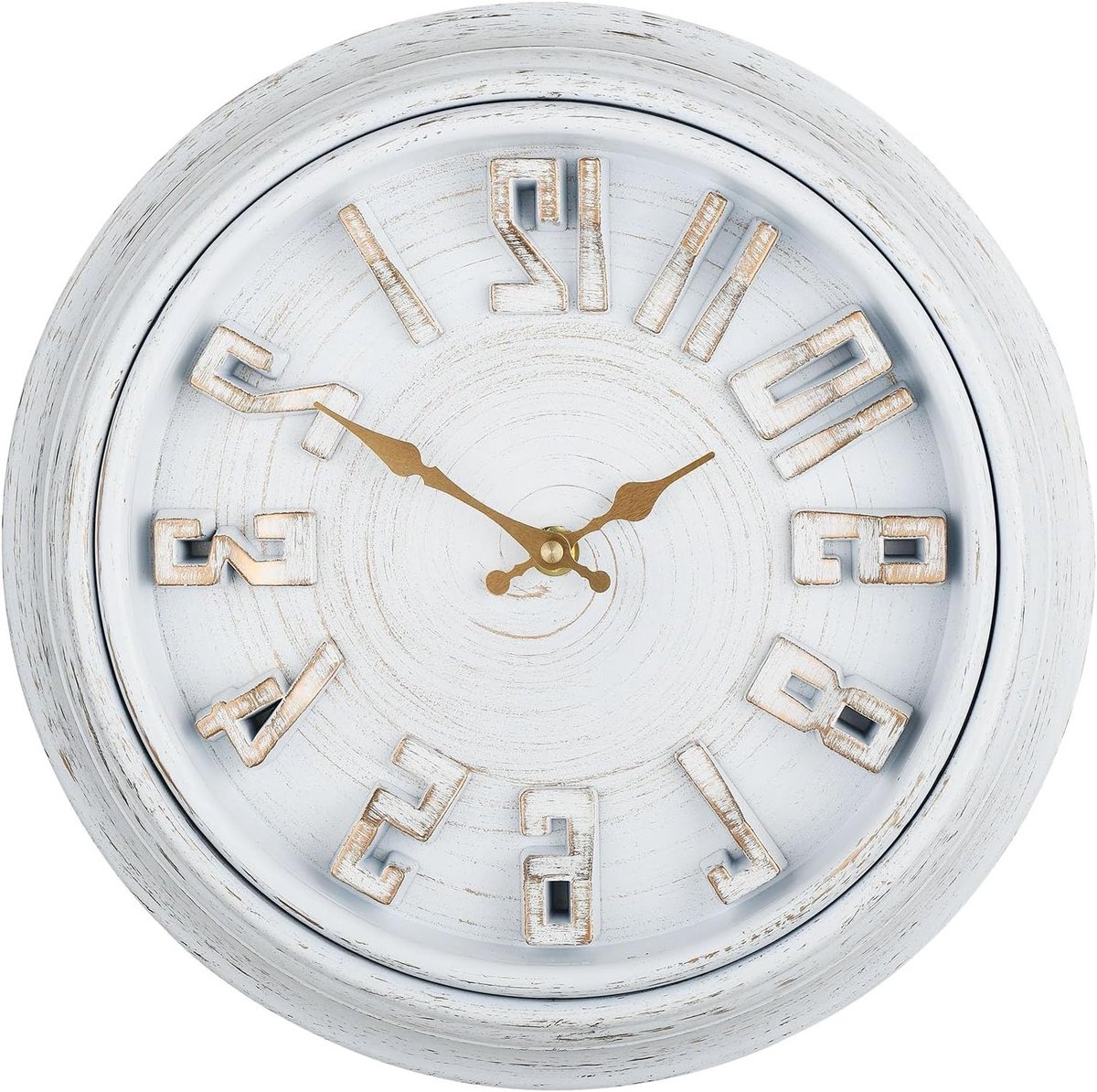 Stijlvolle 16 inch 3D wandklok met stille beweging, retro design, grote cijfers en geschikt voor woonkamer decoratie