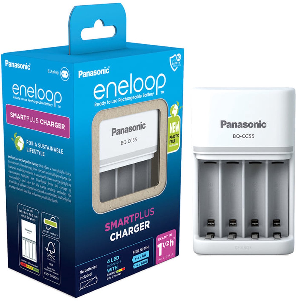 Panasonic Smart & Quick BQ-CC55 Accupacklader NiMH AAA (potlood), AA (penlite)