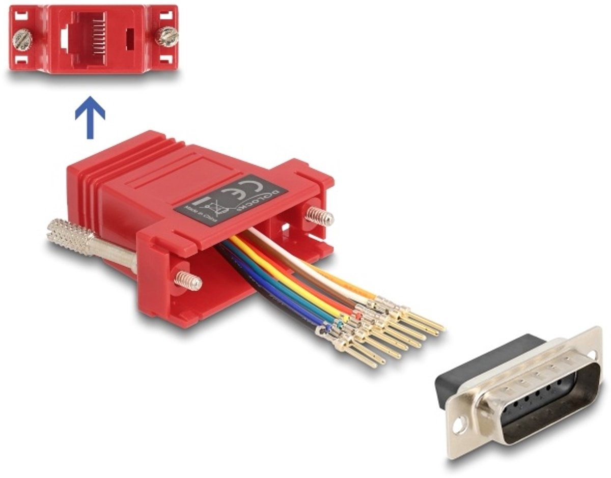 Delock D-Sub 15 pin male to RJ45 female Assembly Kit red