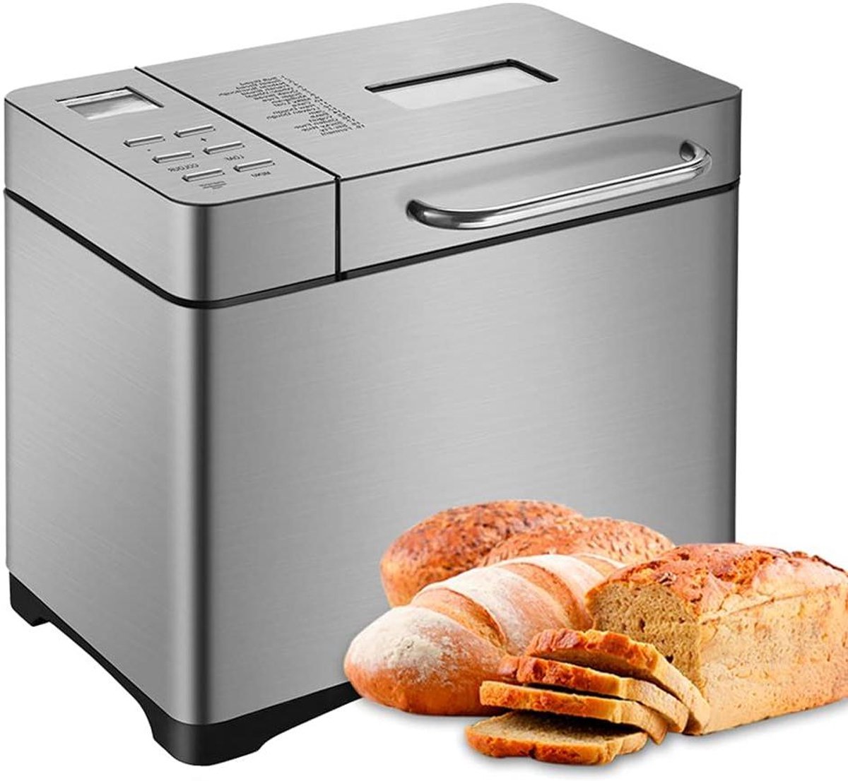 Broodbakmachine - Broodmaker Bakmachine - Zelf Brood Maken - 19 Bakprogramma's - 3 Broodmaten - Zilver