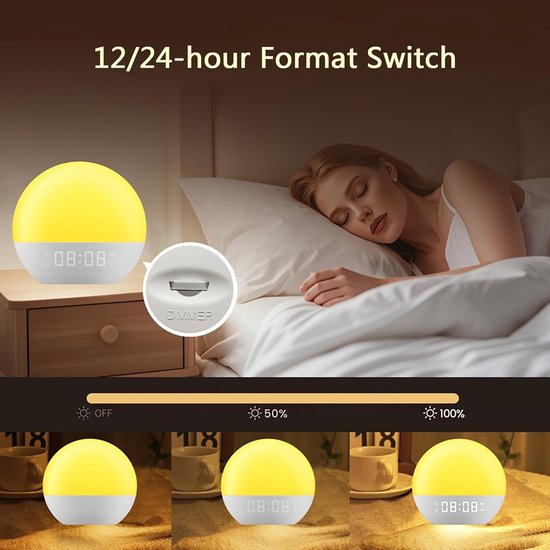 Wekker met Licht - Natuurlijke Wekker - Zacht Wakker Worden - Zonsopgang Simulatie - 1 kg - One Color — afbeelding 2