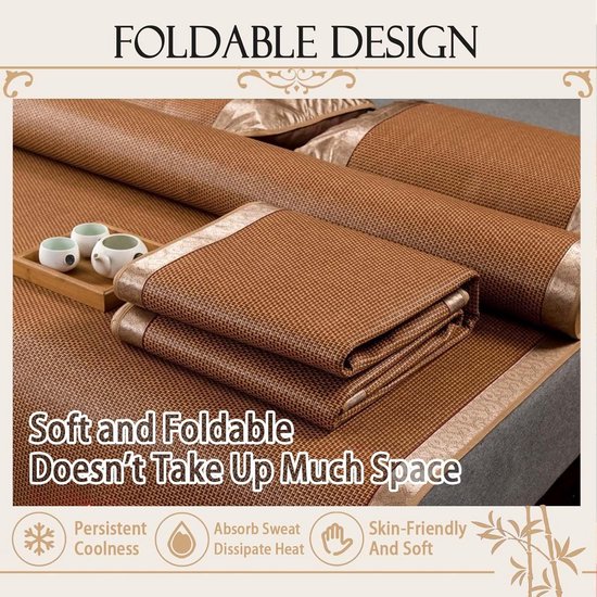 Rotan Bed Mat - Zomer Slaapmat - Natuurlijk Koelen - Ademend Comfort - 200x220cm - Natuurlijk — afbeelding 2