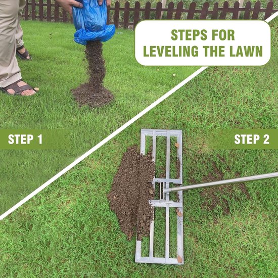 Gazonrakel - Grasrakel - Tuinrakel - Egaliseerrakel - Topdressing - Zand verdelen - Tuinieren - Gazon egaliseren - RVS - Ergonomisch van Hendrik Jan — afbeelding 4
