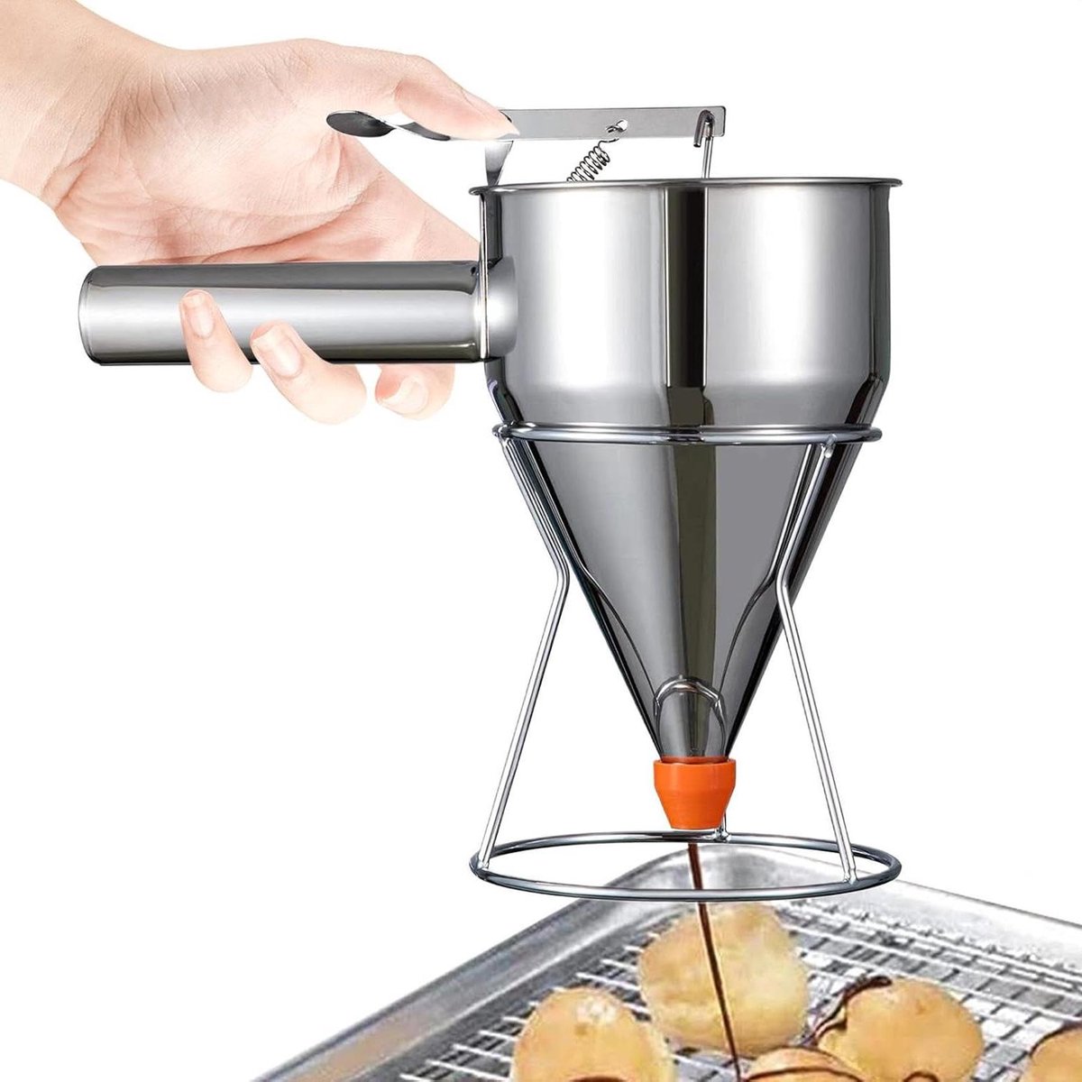Deegdispenser - Pannenkoektrechter - Nauwkeurig Doseren - Gecontroleerde Stroom - 1200 ml - Roestvrijstaal