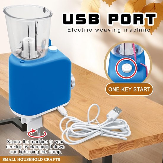 Vlechtmachine Tool - Draad Winder - Armbanden Maken - Automatische Rotatie - 17.3x12.7x17CM - Blauw — afbeelding 3