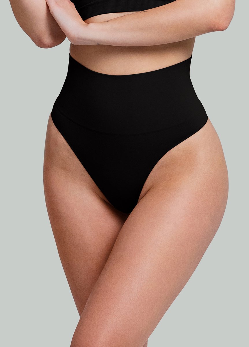 Giulia Shapewear String – Naadloos – Hoge Taille – Zwart - maat L/XL