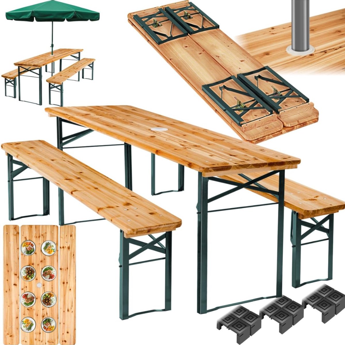 Quvo® Biertafel - Biertafels - Biertafelset - Bruin - 170cm x 23cm x 48cm