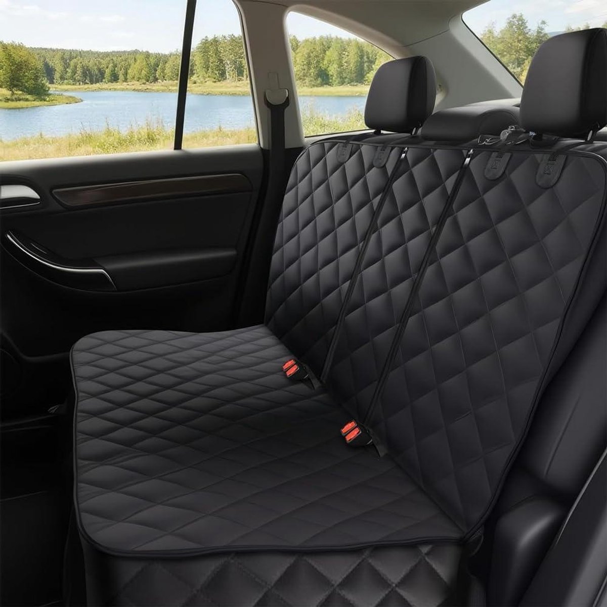 Hondenautohoes - Beschermhoes Auto - Reizen met Hond - Waterdicht Gewatteerd - 133 x 127 cm - Zwart