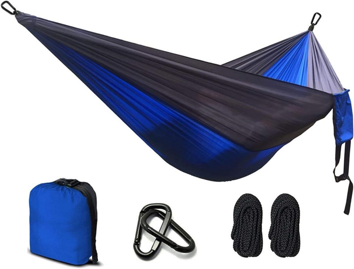 Hangmat - Schommelstoel - Buiten Ontspannen - Duurzaam Katoen - 260x140cm - Blauw Grijs