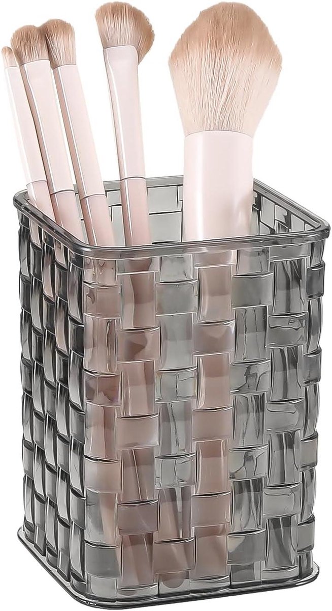 Make-up organizer - Opbergbeker cosmetica - Bureau organiseren - Geweven textuur ontwerp - 105 cm hoog - Grijs
