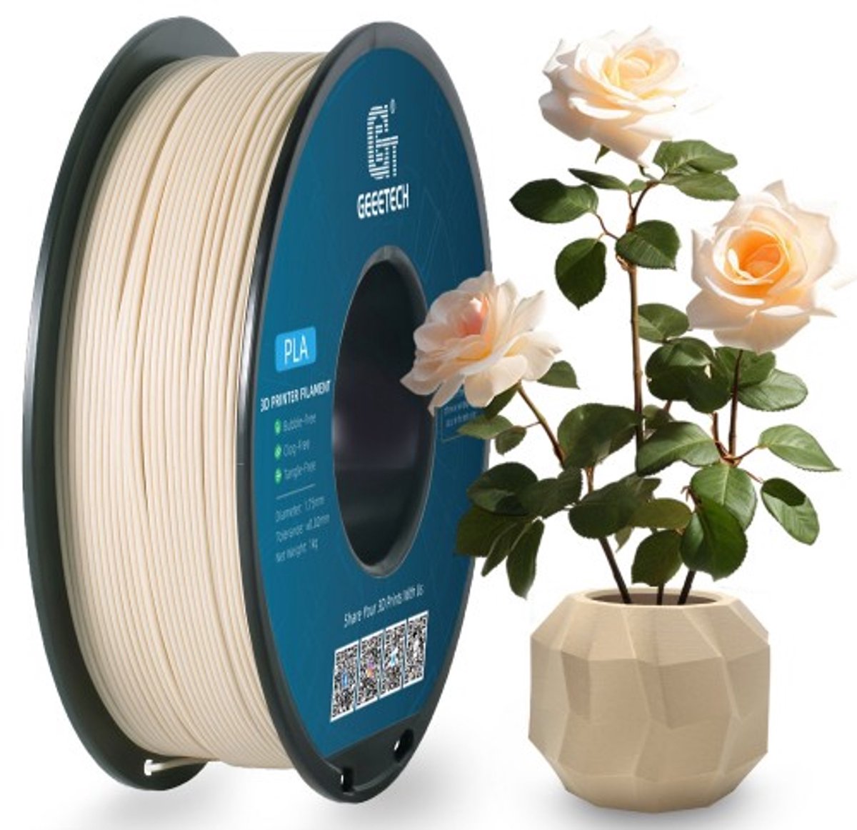 Geeetech Wood PLA Filament 1KG Incl. Spoel – Houtkleur 1.75MM 3D Printer Filament