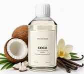 Fles wasparfum met kokosnoten, vanille en bloemen.