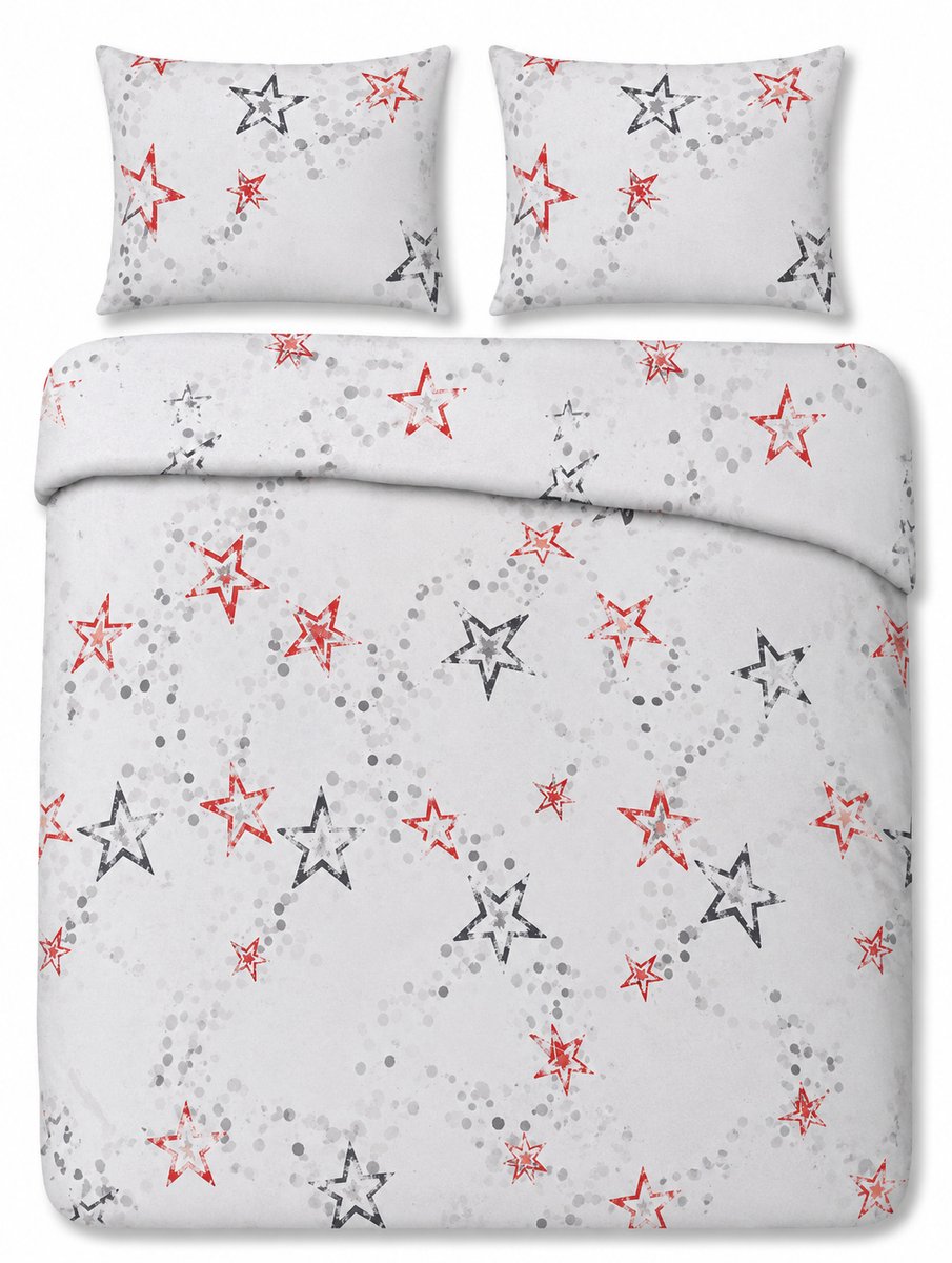 decoware Dekbedovertrek Estrella 140x220 cm - Wit - Katoen - Rustgevend Thema - Met Kussenslopen - Eenpersoons