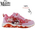 Roze sneakers met klittenbandsluiting, Minnie Mouse print en bloemenpatroon. Met lichtgevende zool.