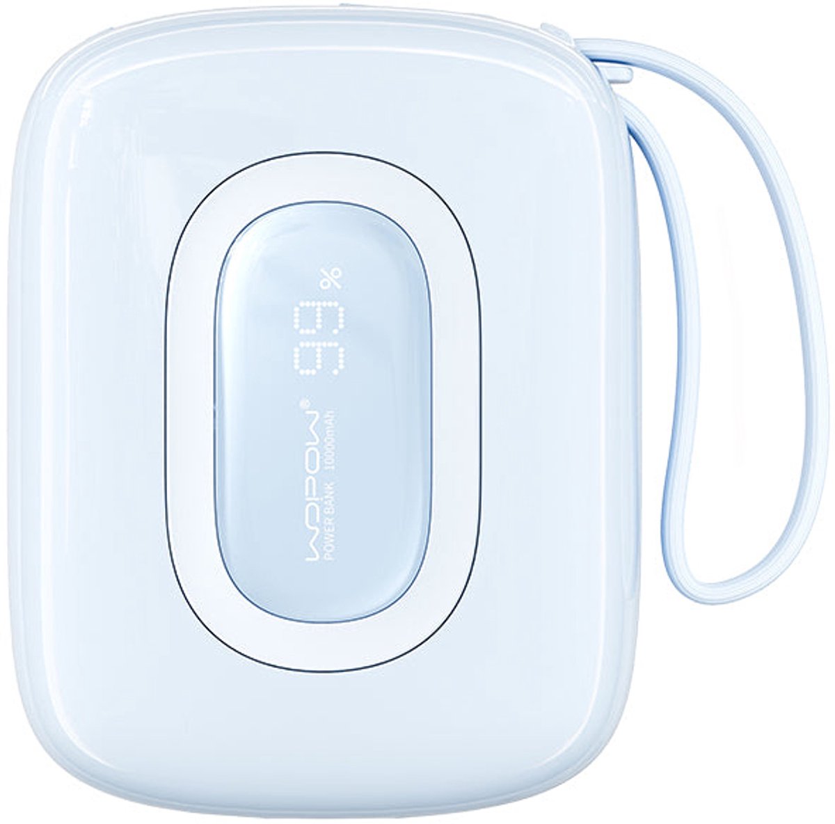 Wopow Powerbank met ingebouwde USB-C & Lightning Kabels, SQ63, 10.000mah, 22.5W, Blauw, 6933185735730