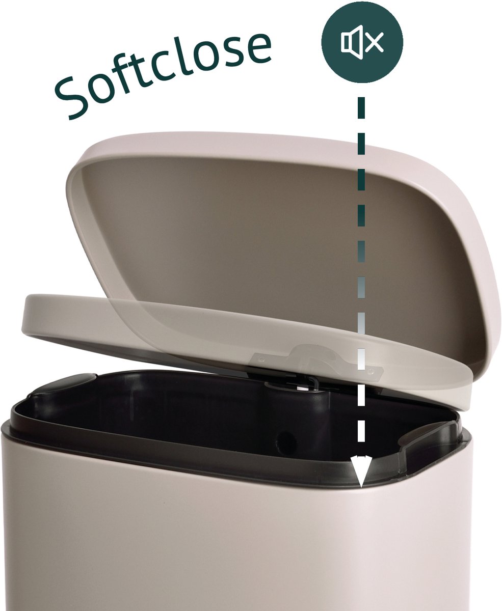 SVITA TQ30 afvalemmer 30L pedaalemmer afvalemmer softclose deksel taupe