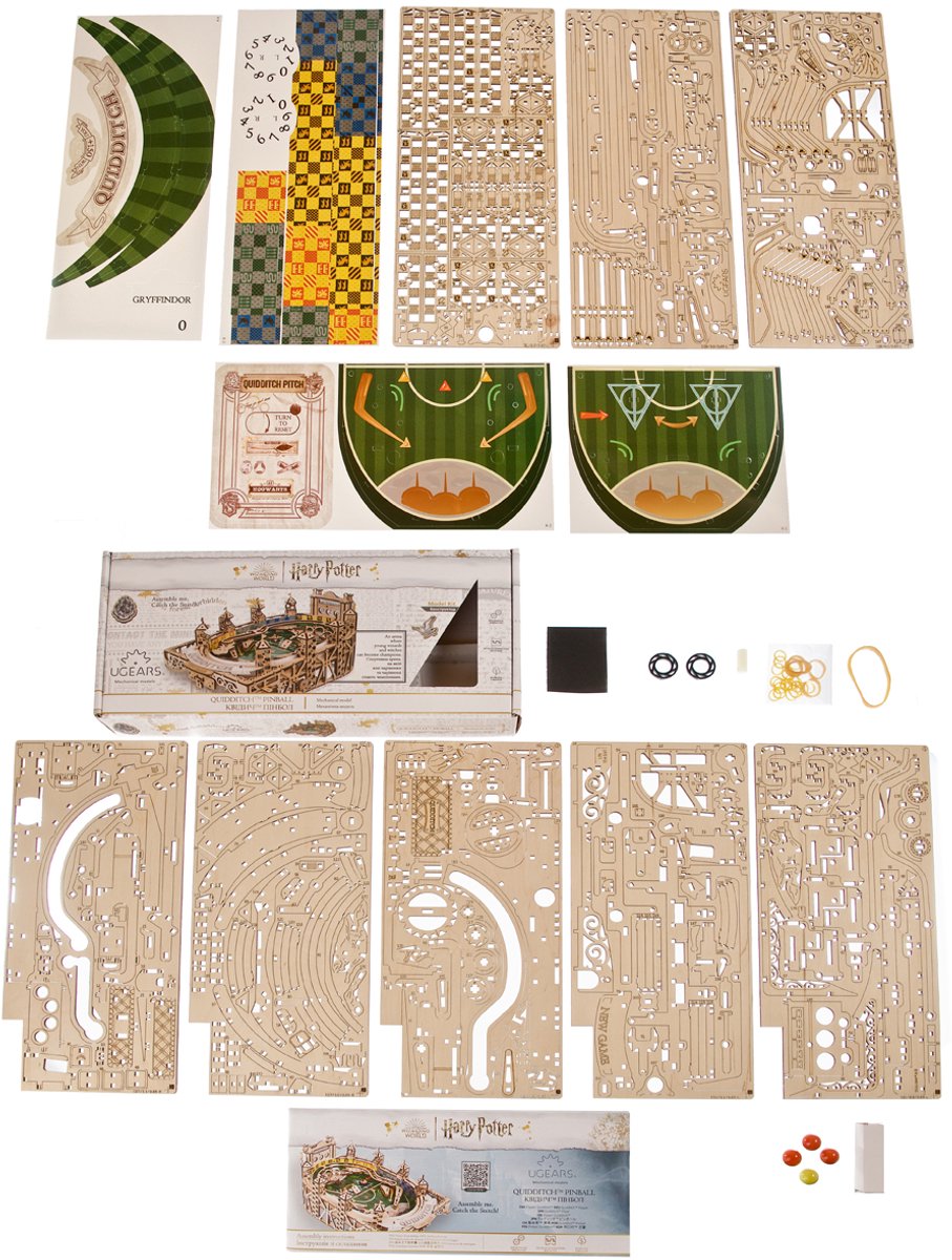UGEARS 3D Modelbouw - Quidditch™ Pinball - Harry Potter™ - Mechanisch Bouwpakket Hout - Educatief Speelgoed — afbeelding 10