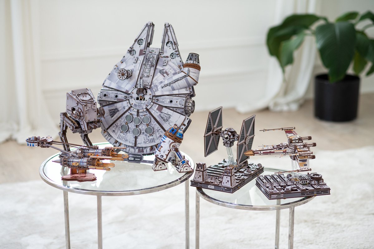UGEARS 3D Modelbouw - Tie Fighter - Star Wars - Mechanisch Bouwpakket Hout - Educatief Speelgoed — afbeelding 13