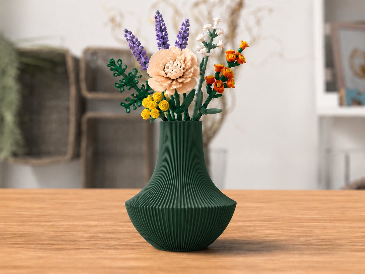 Jagers Groen Vaas met Bloemenhouder voor Bouwstenen Bloemen & Droogbloemen & Botanical Bloemen – Design Vaas voor Modern Interieur