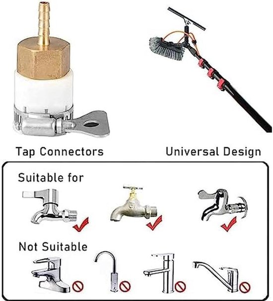 Telescopische Borstel - Uitschuifbare steel - Hoge Ramen Wassen - Zachte Krasvrije Haren - Tot 55 Meter - Aluminiumkleurig — afbeelding 3