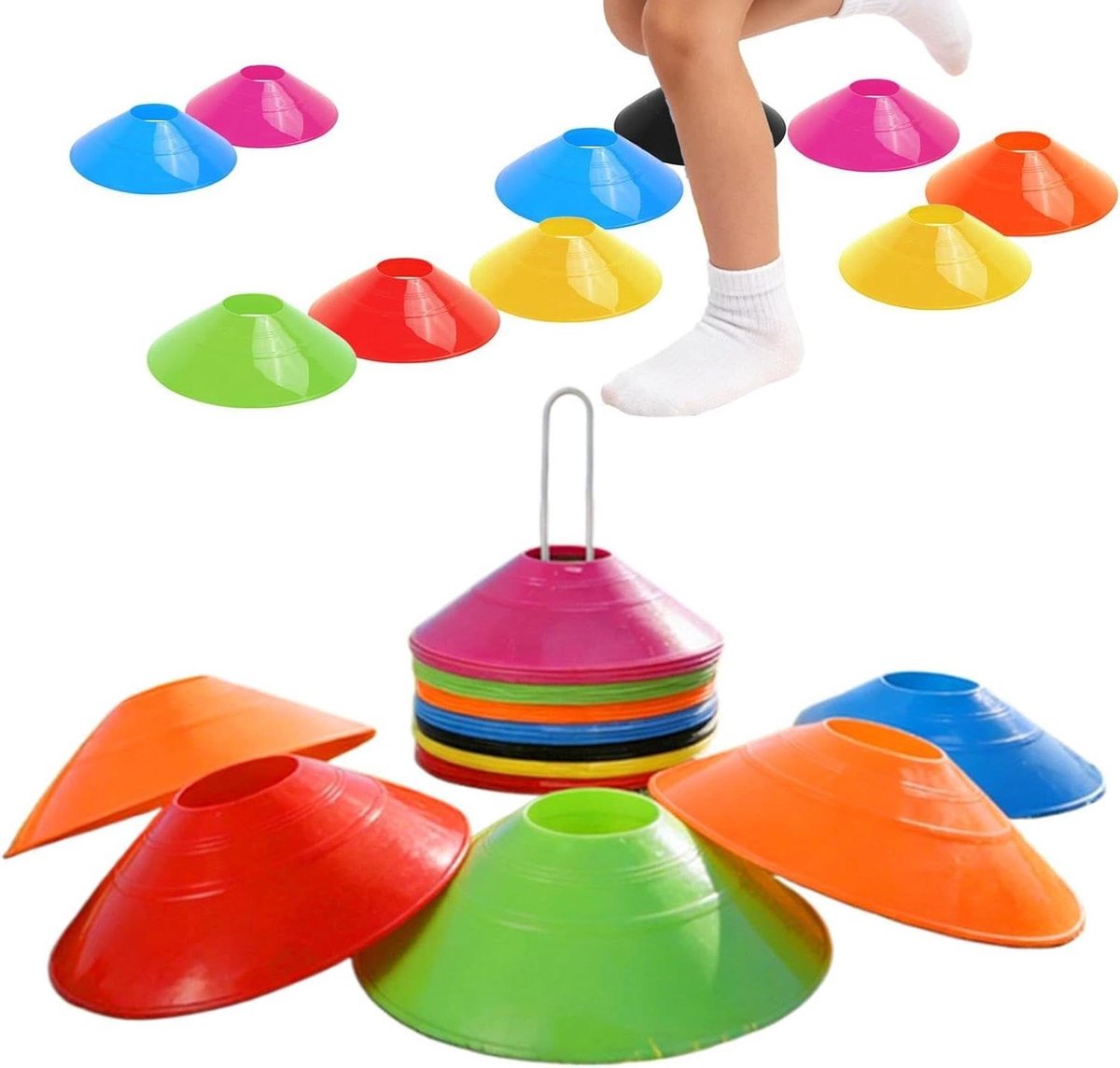 Schijfpionnen Set - Markeer Kegels - Sport Training - Felgekleurde Zichtbaarheid - 50 Stuks - Veelkleurig