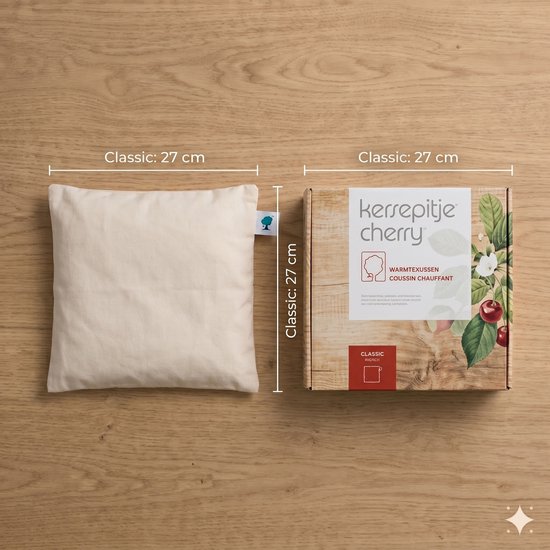 Kersepitje® Classic Ecru - Vierkant Kersenpitkussen - the ONLY Original - 27x27cm