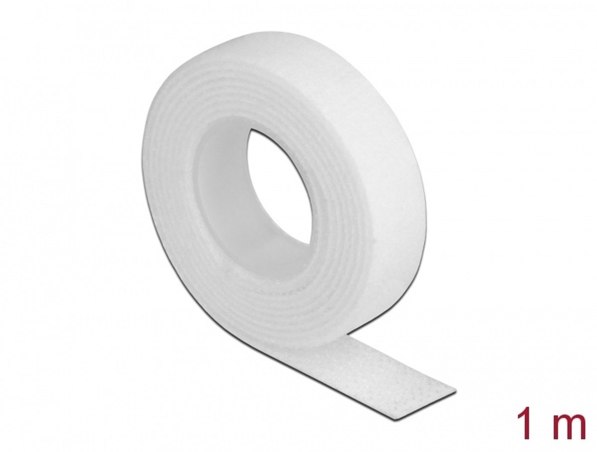 Delock Hook-and-loop tape on roll L 1 m x W 13 mm white