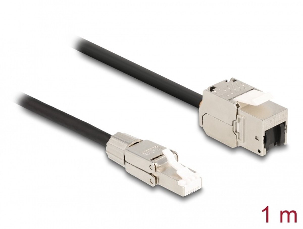 Kabel RJ45 plugveldconstructie naar keystone module RJ45 Jack Cat.6A 1 m