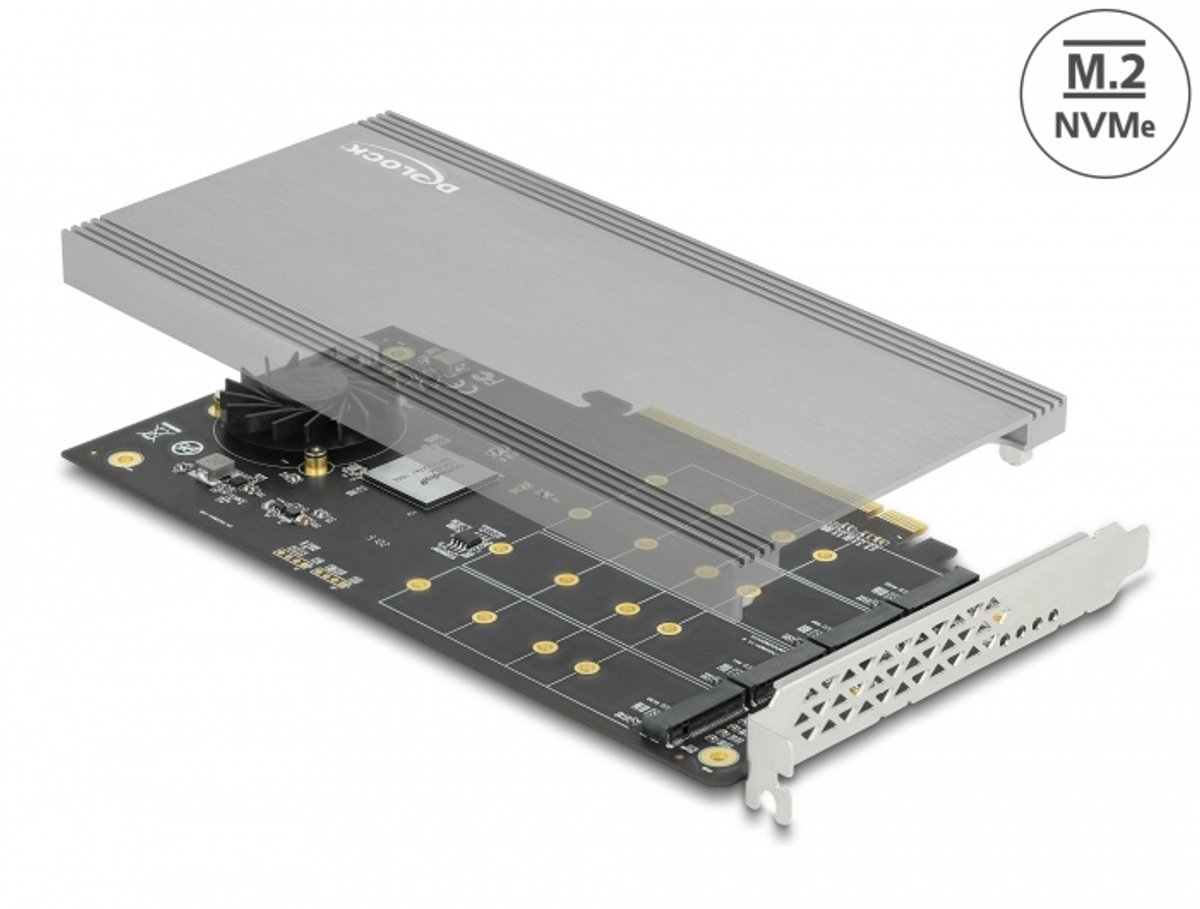 Delock PCI Express x16 Card to 4 x internal NVMe M.2 Key M
