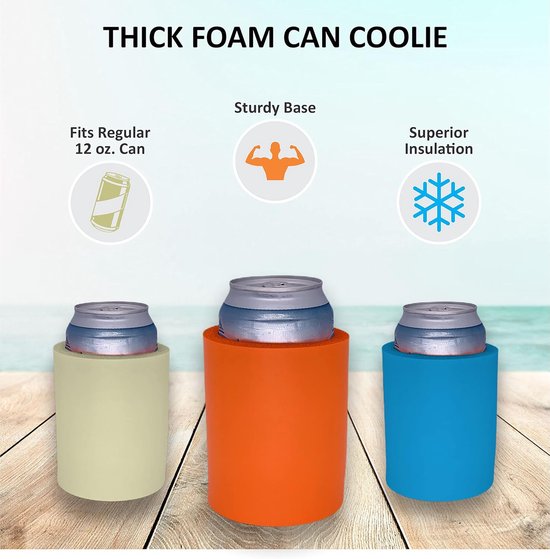 Blikjes Koeler - Schuim Houder - Dranken Koud Houden - Ventilatie Bodem - 12 oz - Zwart — afbeelding 3