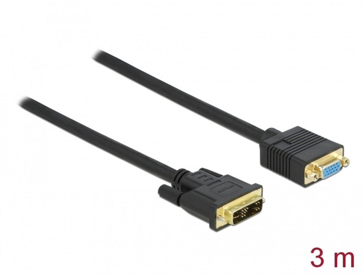 Kabel DVI 12+5 mannelijk naar vga vrouw 3 m
