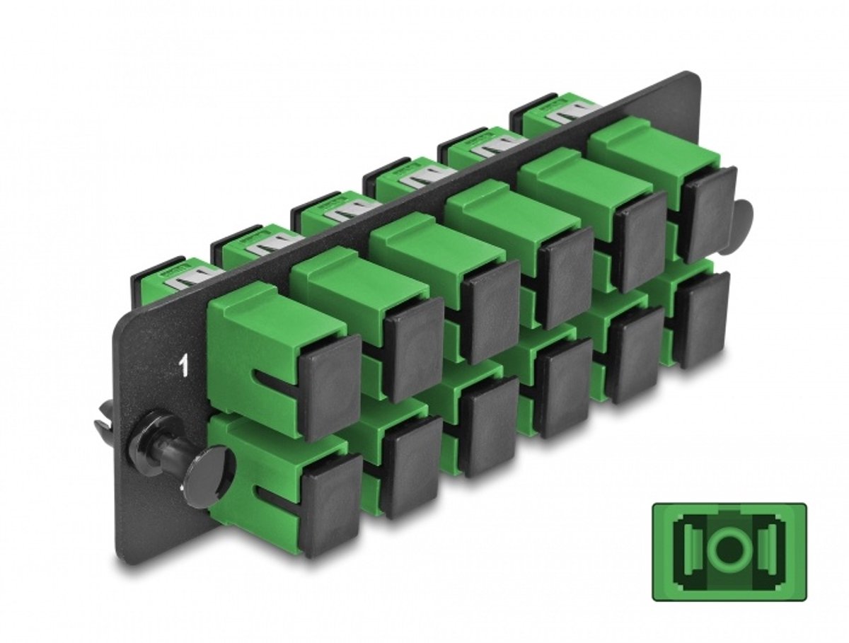Glasvezeladapterpaneel Sc simplex APC 12 poort groen
