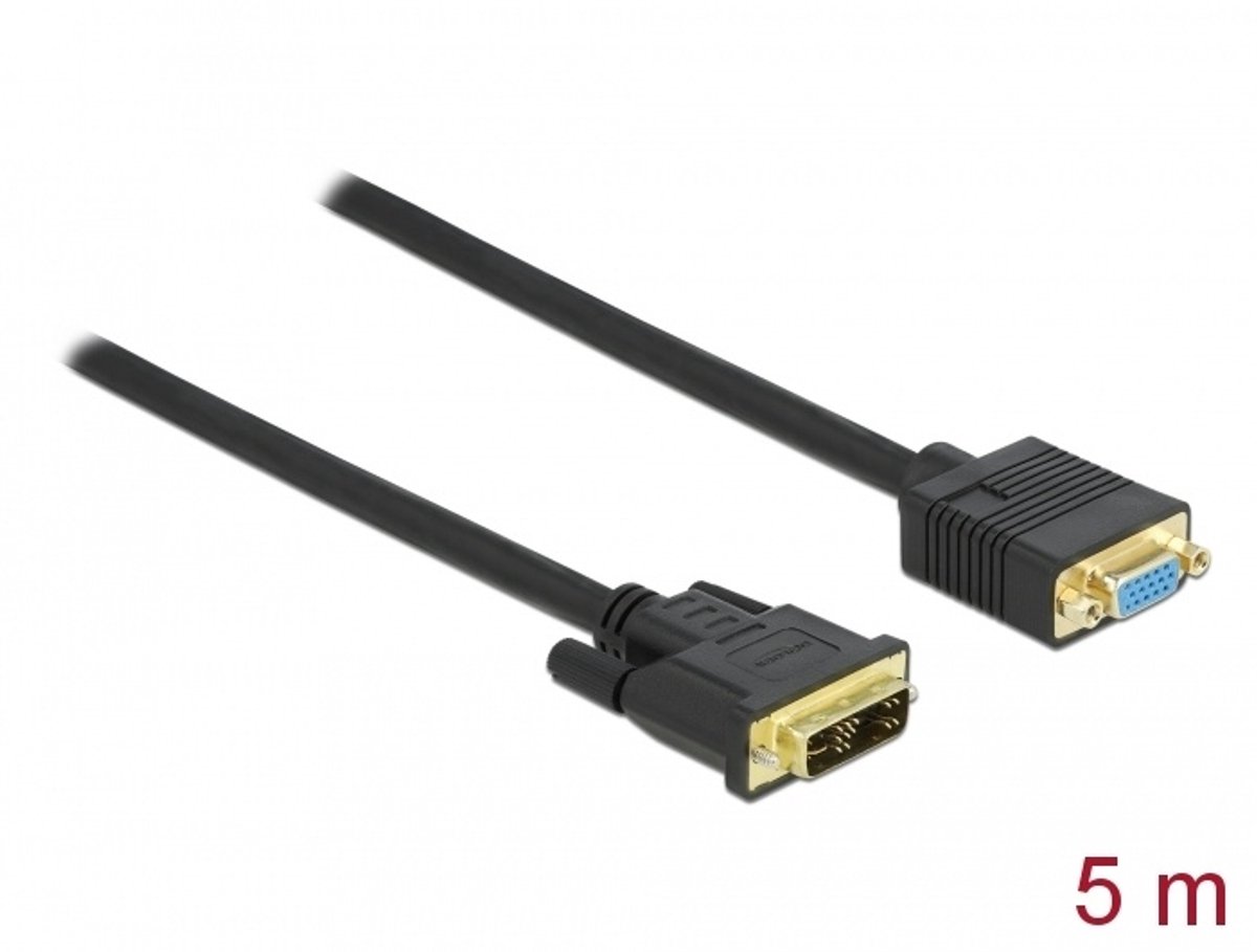 Kabel DVI 12+5 mannelijk naar vga vrouw 5 m