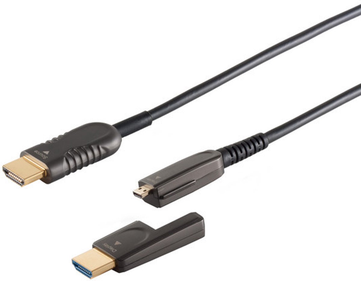 S-Impuls Actieve HDMI optical fiber kabel met smalle connector - versie 2.0 (4K 60Hz HDR) - 100 meter