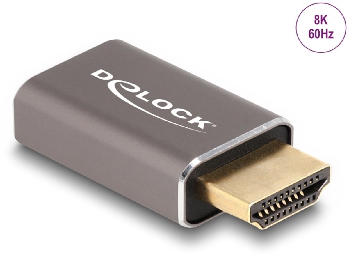 Delock HDMI Adapter male to female 8K 60 Hz grey metal