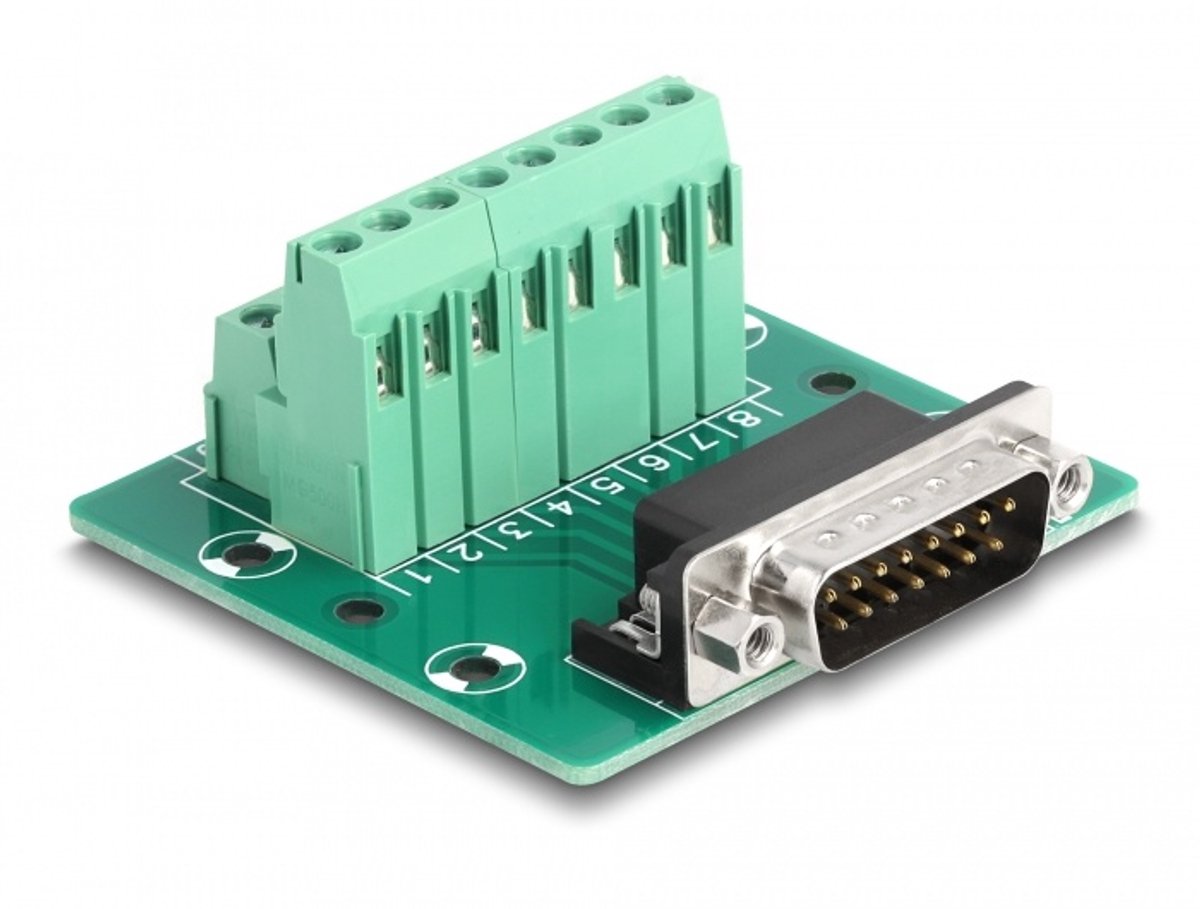 Delock D-Sub 15 pin male to Terminal Block for DIN rail