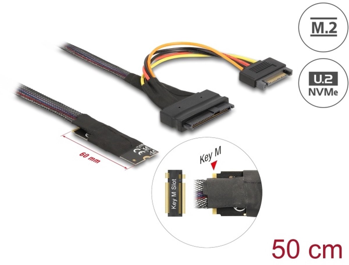 M.2 Key M naar U.2 SFF-8639 NVME-adapter met 50 cm kabel