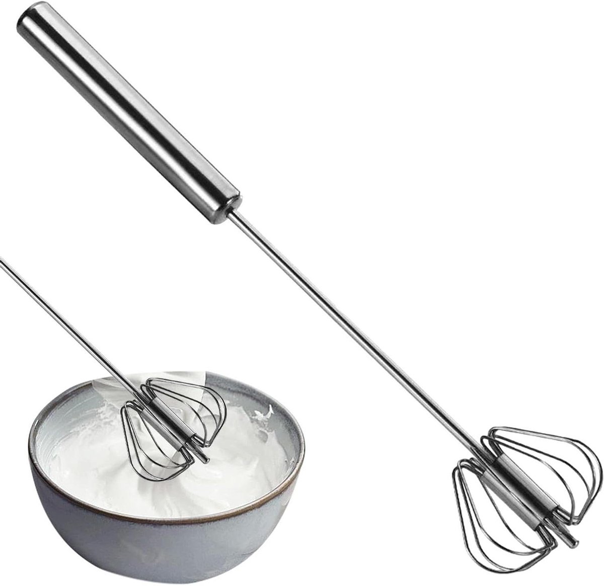 Semi-automatische garde - Handige mixer - Beslag maken - Roestvrij staal - 305 cm - Zilverkleurig