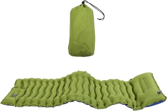 Slaapmat Zelfopblazend - Kampeermat Kussen - Outdoor Kamperen - Met Ingebouwde Pomp - 190x65cm - Groen — afbeelding 4