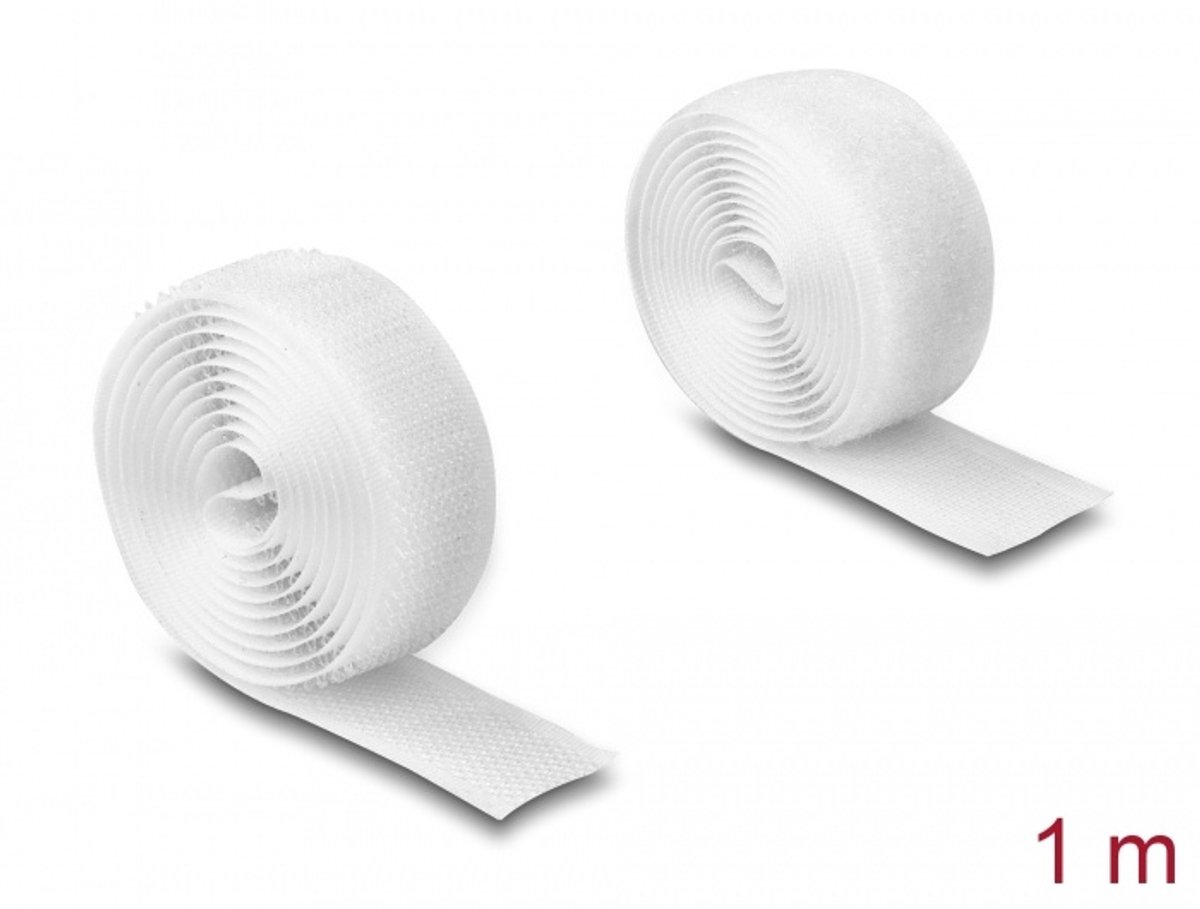 Delock Heavy-duty Hook-and-Loop tape L 1 m x W 20 mm white