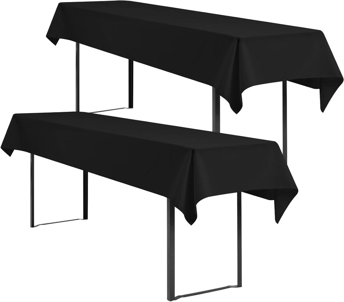 Biertafelhoezen Set - Tafelkleden Polyester - Feestelijke Aankleding - Universele Pasvorm - 2 stuks 250x100cm - Zwart
