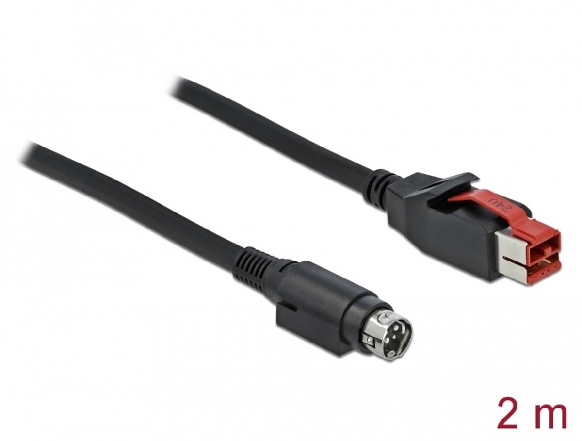 Image of Delock PoweredUSB cable male 24 V to Mini-DIN 3 pin male 2 m for POS printers and terminals